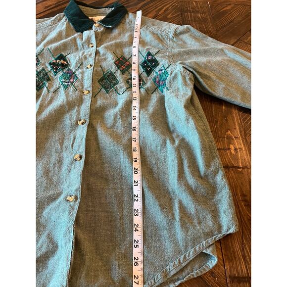 VTG Casey Max Plaid Embroidered Corduroy Collar Scarecrow Grandma Academia Twee - Picture 5 of 6